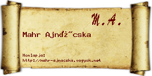 Mahr Ajnácska névjegykártya